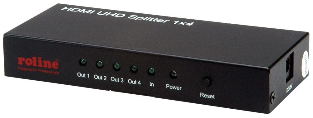 HDMI Splitter ROLINE, 1×IN → 4×OUT, actif, 4K@60Hz 3D