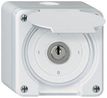 Interruttore a chiave AP robusto IP55 con copertura S0/2P bianco