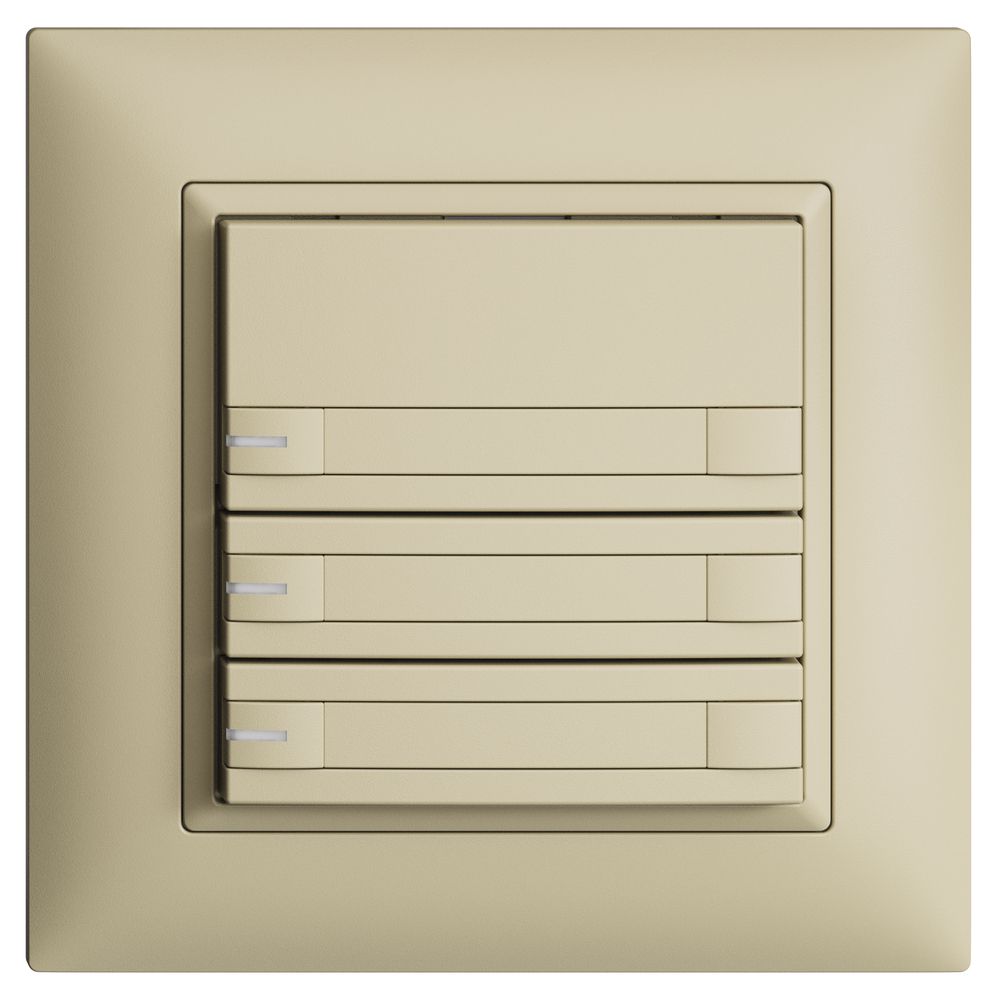 Poussoir KNX RGB ENC EDUE FMI, 250mW, a.LED RGB, papier, 3×pouss., C.2×T., van