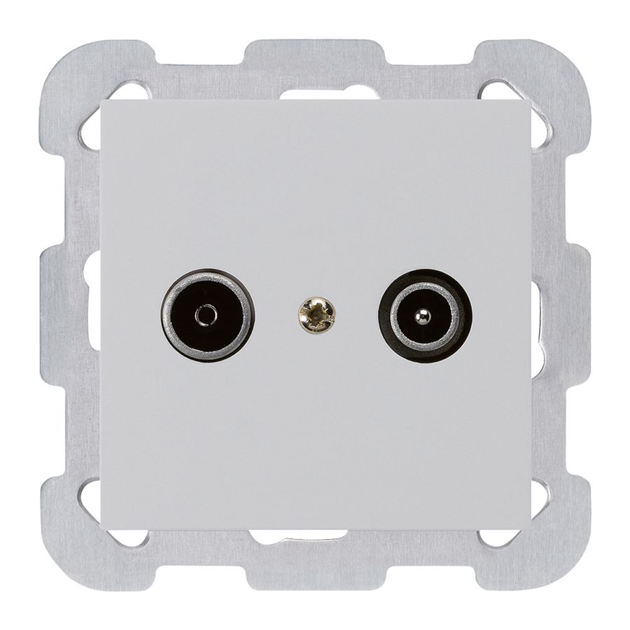 Prise de passage ENC kallysto R/TV 14dB gris clair avec plaque de fixation