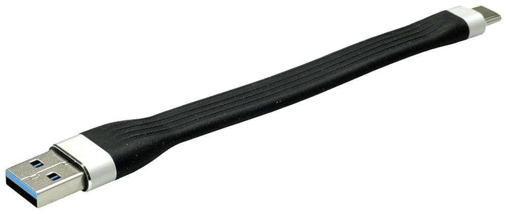 Câble USB ROLINE USB-A/USB-C (USB 3.2 Gen1) 5Gbit/s noir 0.11m