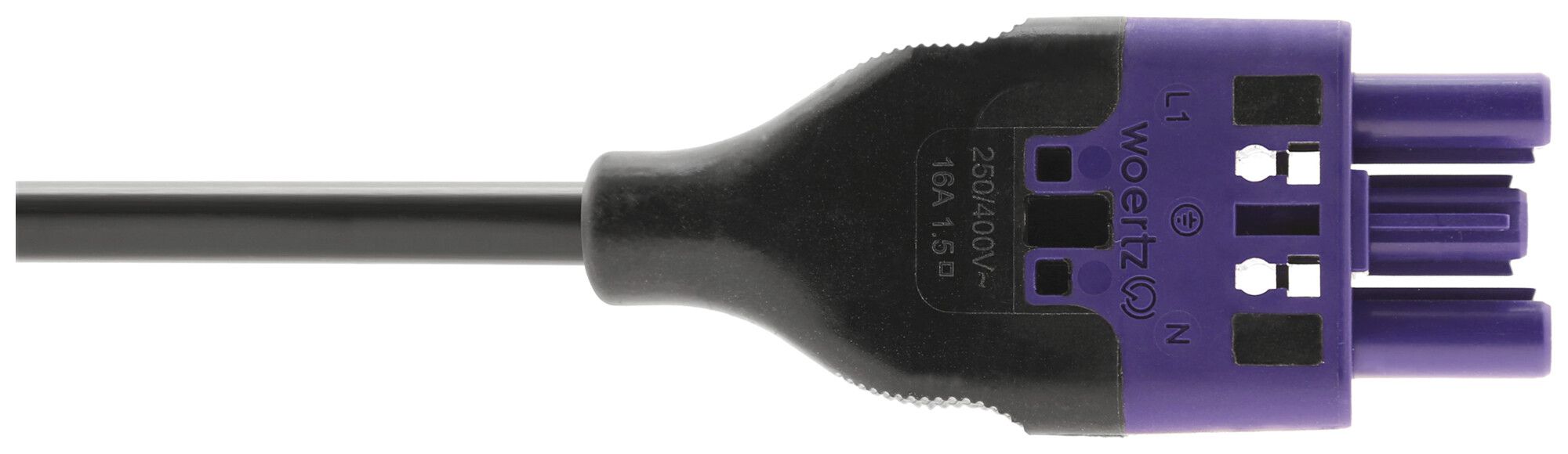 Anschlussleitung Woertz 49343/C1 3×2.5mm² 250V 20A 2m vi Buchse-frei Cca