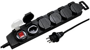 Steckdosenleiste STEBA DRY 5×T13 mit Schalter 3m schwarz IP21