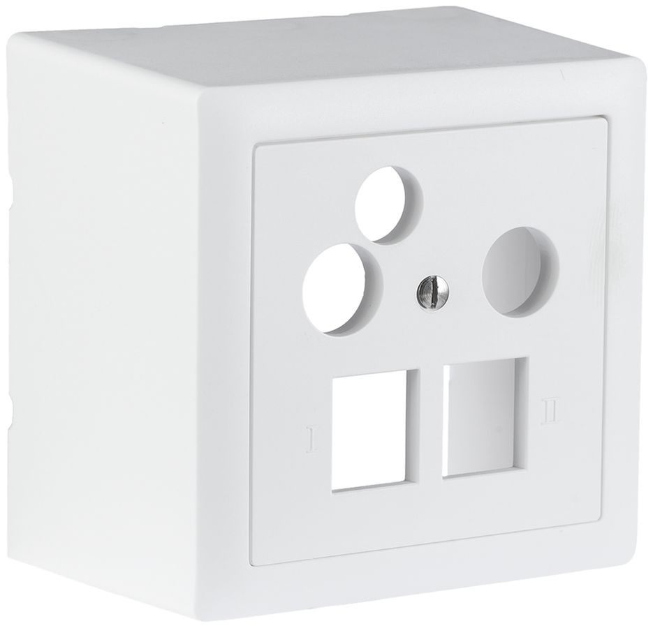 Prise multimédia AP R&M MDat 2×RJ45 3×coaxial 78×78mm blanc