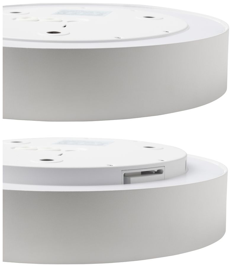 Plafonnier LED EOLED SHIFT3+ 24W 2100lm 3000…4000K EM Ø320×79mm blanc