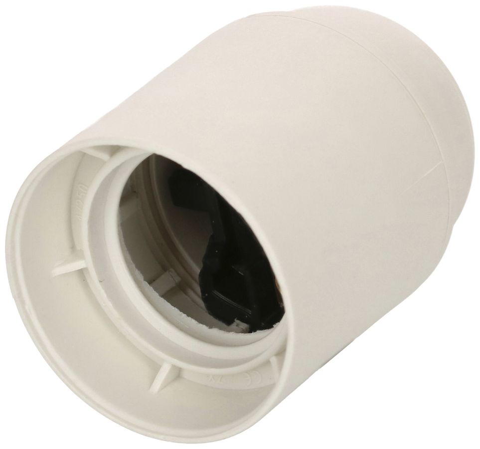 Fassung E27 Kunststoff M10×1 weiss mit Glattmantel