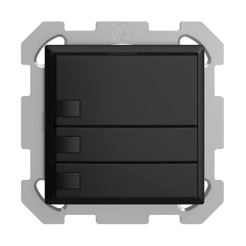 Poussoir univ. ENC 3×1t bornes à vis EDIZIOdue noir sans LED