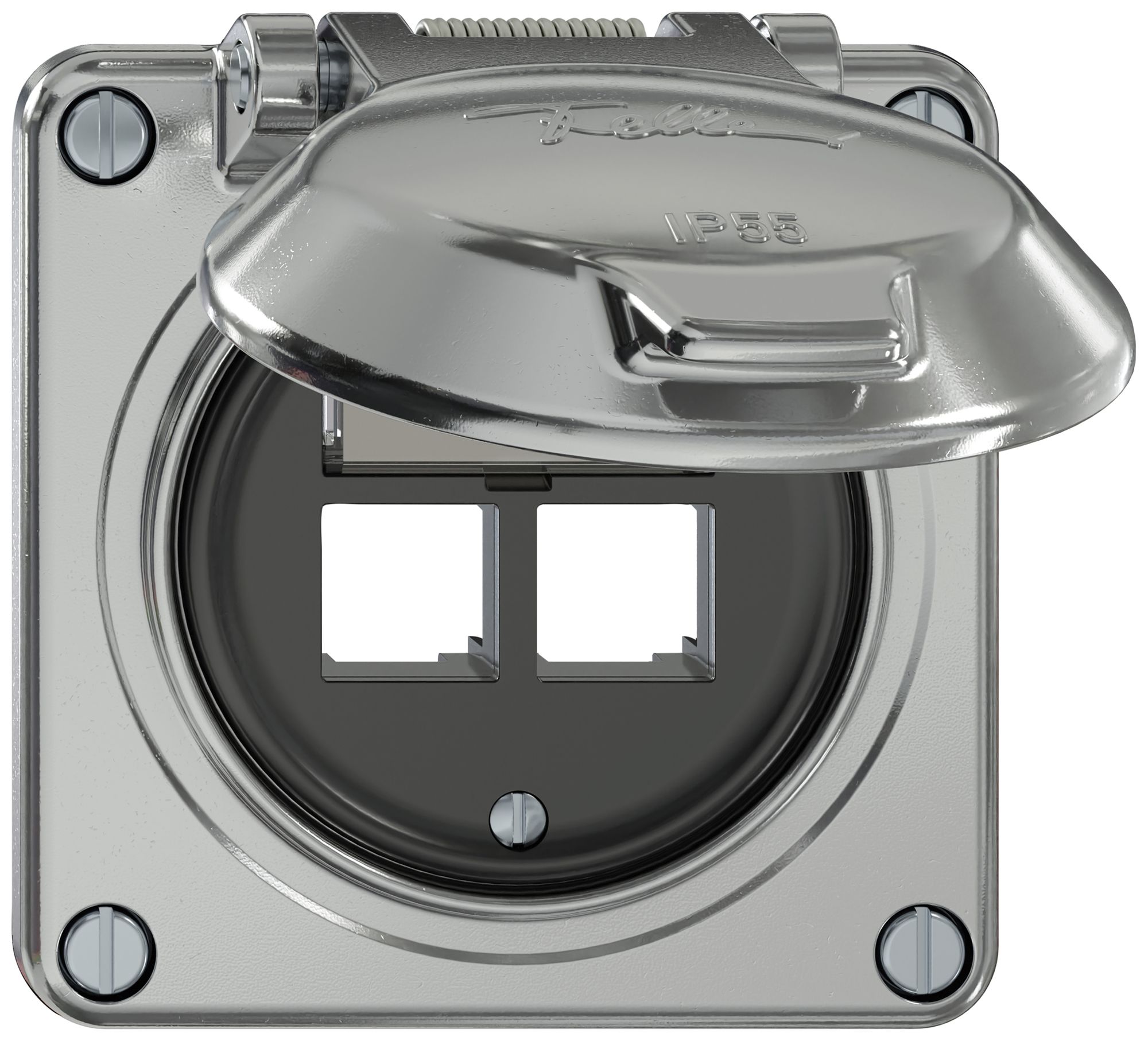 Montageset Feller ELEMENT SNAPFIX® EASYNET 2×gerade 87×91mm Aluminium