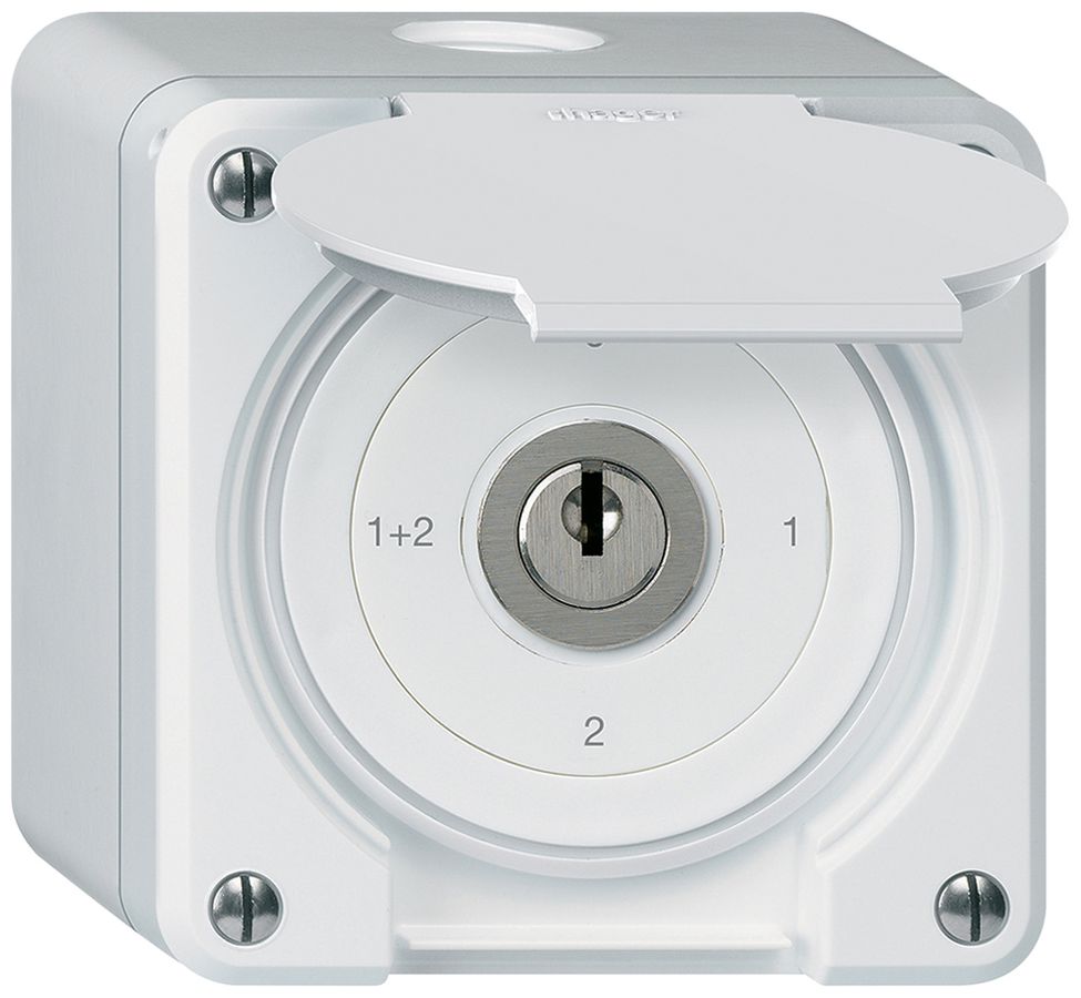 Interrupteur à clé AP avec clapet robusto IP55 S1/1P blanc