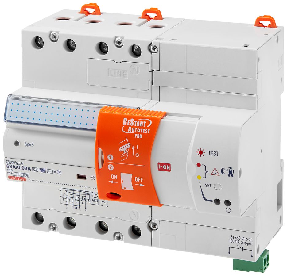 Fehlerstromschutzschalter Gewiss 90 ReStart 4P 400V 40A 0.3A A 7TE