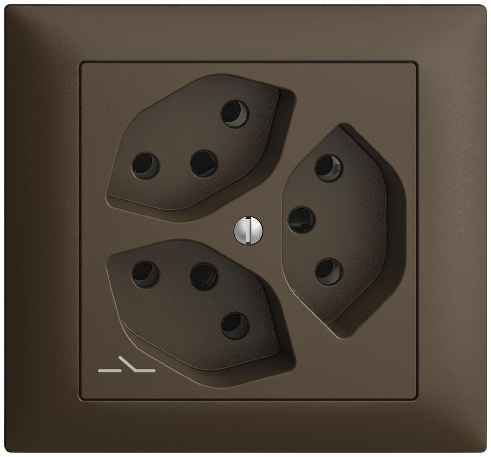 EB-Steckdose EDIZIOdue 3×T13 1×S coffee