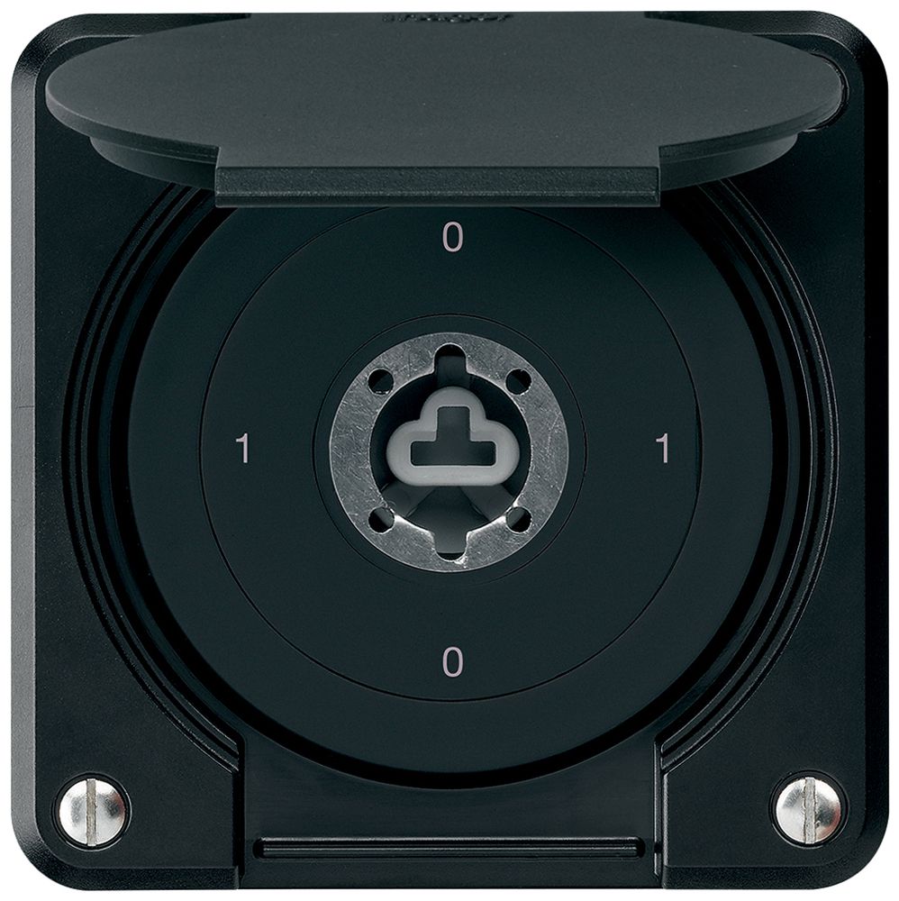 Interrupteur à clé ENC robusto IP55 avec clapet sans cylindre S0/1P noir p.combi