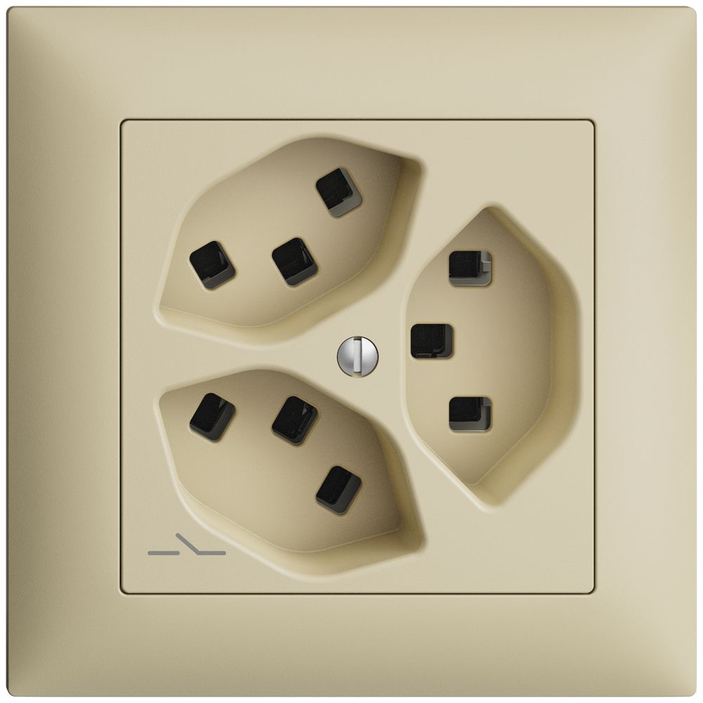 UP-Steckdose 3×T23 Feller EDIZIOdue FMI, 1×getrennt, Steckklemmen, vanille