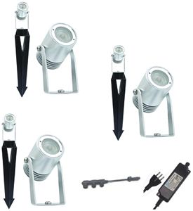 Lampada a picchetto LED KOLIBRI kit a 3pz 24VDC 3W 100lm 2700K IP67 Al anodizz.