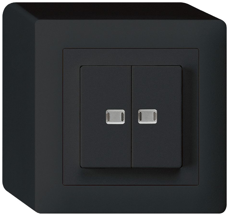 AP-Leuchtdrucktaster kallysto 2×AR/1L mit 2 Linsen schwarz