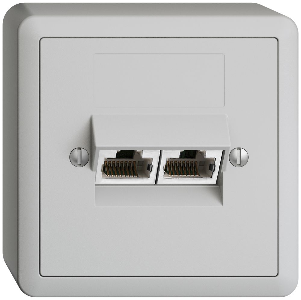 AP-Dose 2×RJ45/s 8P getr. EDIZIOdue hellgrau ITplus