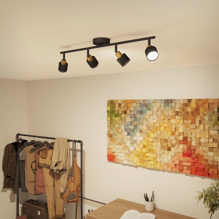 Spot Philips Niall GU10 4×5W 694×134mm schwarz/Messing