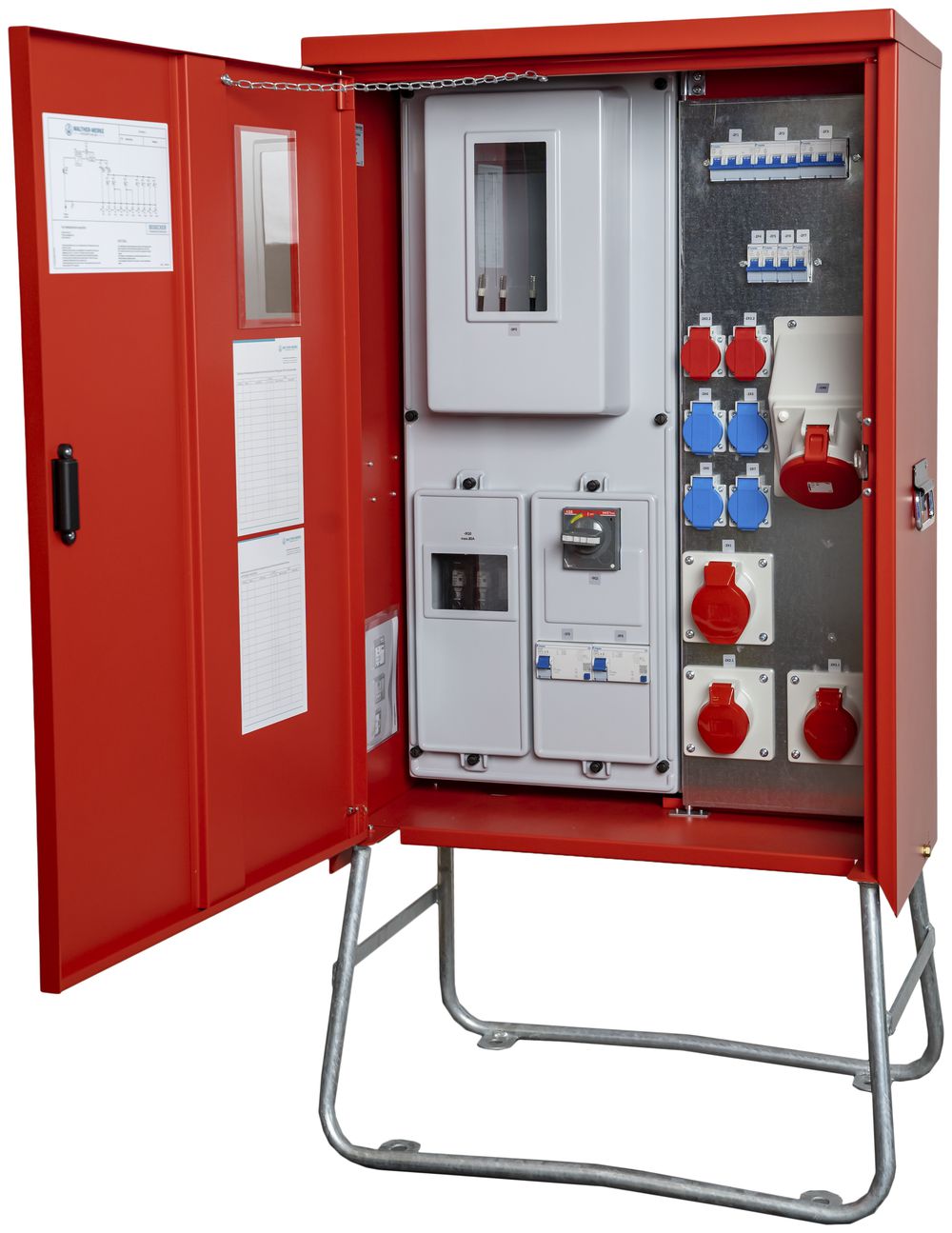 Armadio distributore collegamento Demelectric 63A 44kVA NH00 IP44 rosso