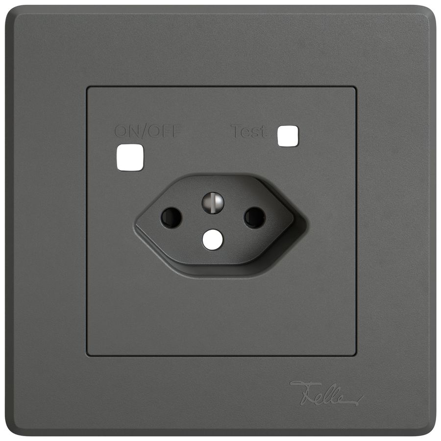 Abdeckset EDIZIO.liv für Fehlerstrom-Schutzsteckdose 96×96mm dunkelgrau