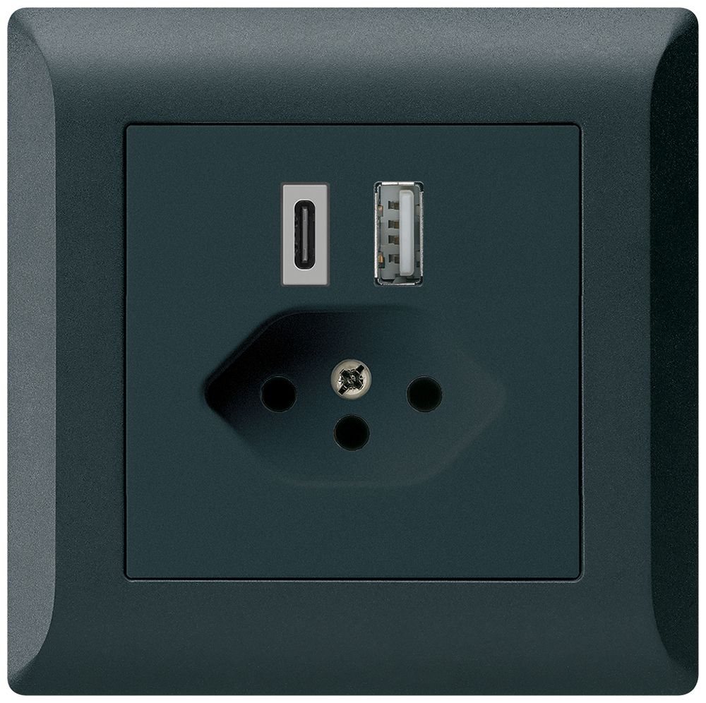 Prise de charge USB ENC kallysto.line 18W PD 1×type A 1×type C T13 noir