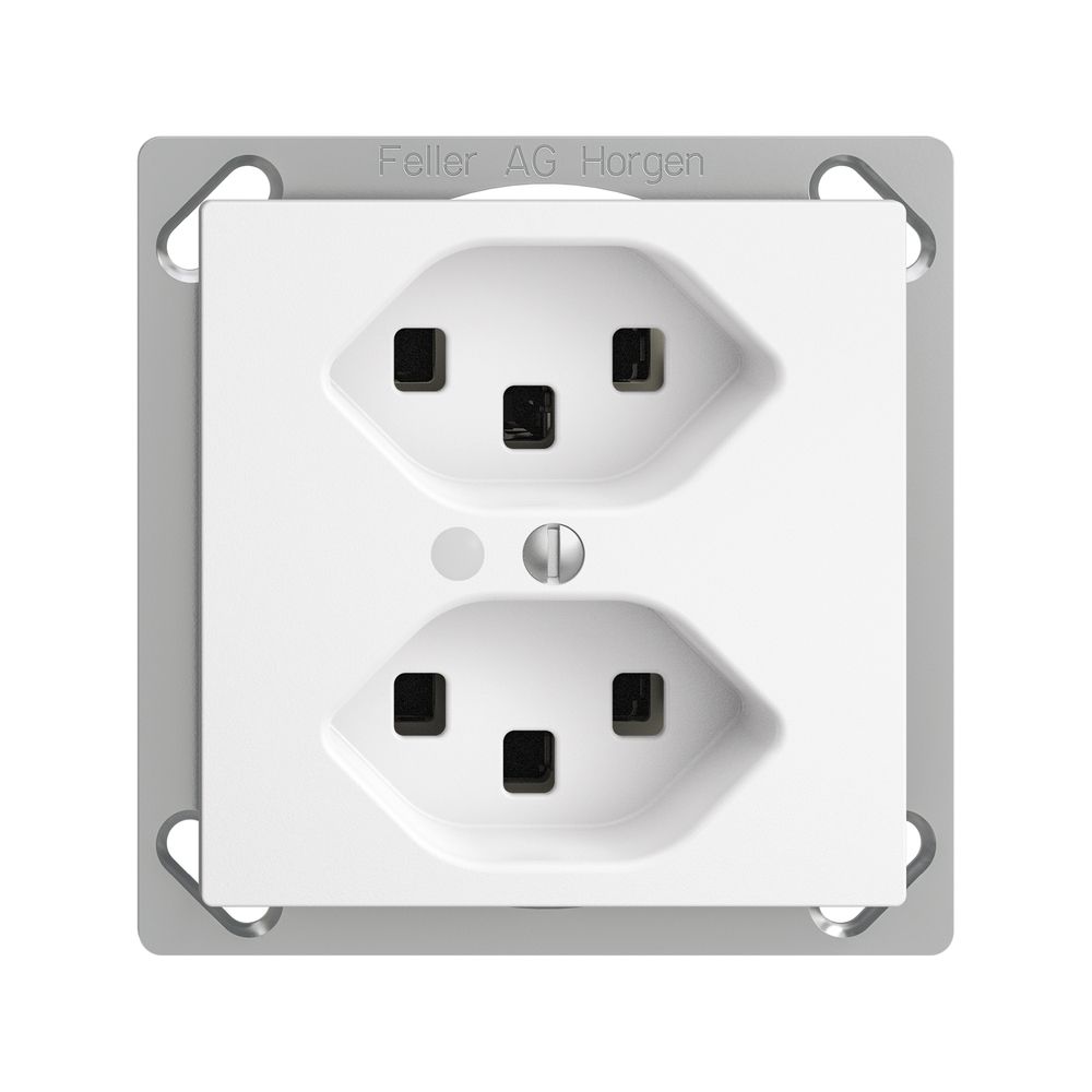 EB-Steckdose 2×T23 16A EDIZIOdue weiss mit LED grün, Steckklemme