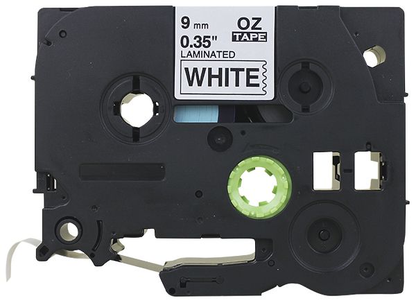 Cassette ruban compatible avec OZE-221, 9mm×8m, blanc/noir