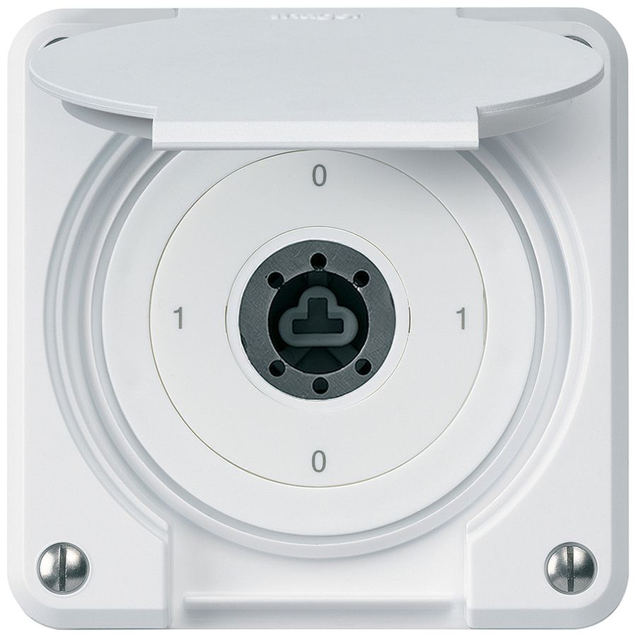 Interrupteur à clé ENC robusto IP55 avec clapet sans cylindre S0/3P blanc combi