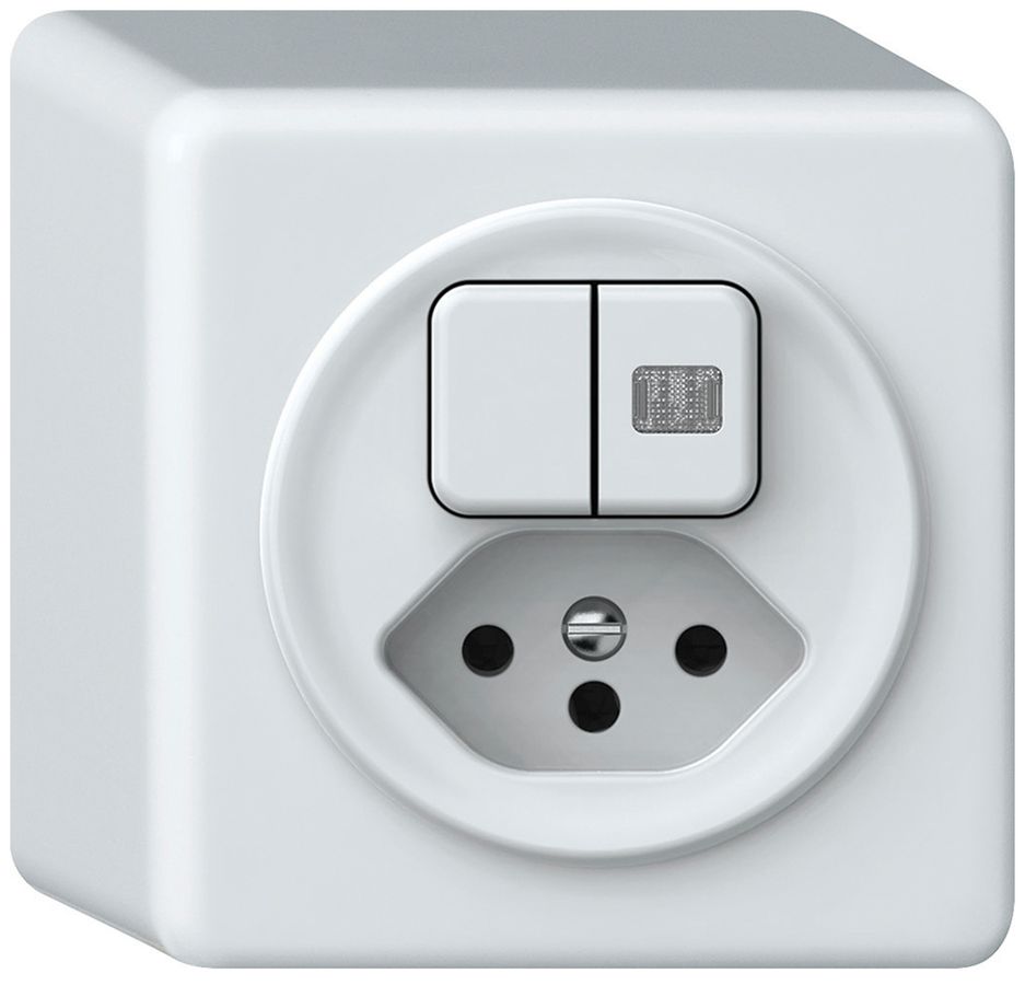 Combinaison AP origin 2×touches lum.2CO+T13 1P 0<1 10A 230V 88×88×54mm blanc