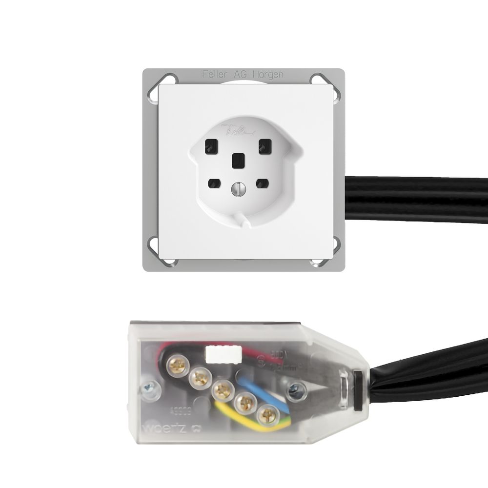 Prise INC EDIZIOdue T25 blanc pour câble plat Technofil