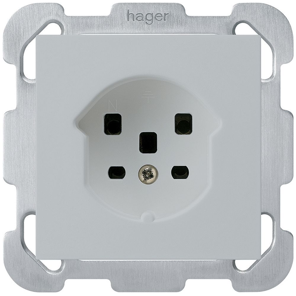 UP-Steckdose kallysto T25 hellgrau Schraubklemmen mit Befestigungsplatte