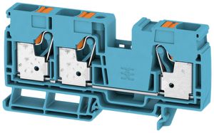 Durchgangs-Reihenklemme Weidmüller A3C PUSH IN 3×16mm² TS35 blau