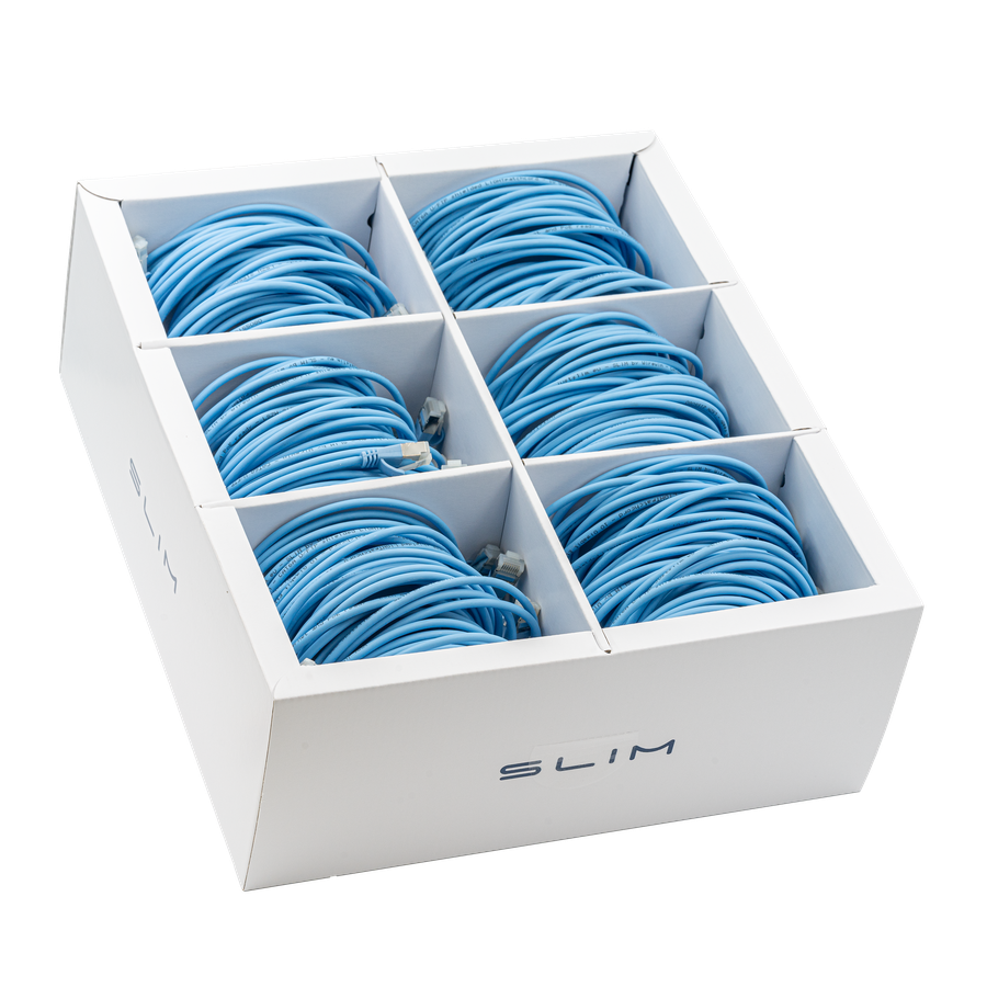 SLIM Patchkabel: 3m, blau, 36-Pack Cat.6A, U/FTP, LSOH, Klinke unbrechbar