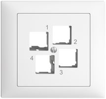 EB-Montageset EDIZIOdue FKE EASYNET S-One, für 4×RJ45, geradeauslass, weiss
