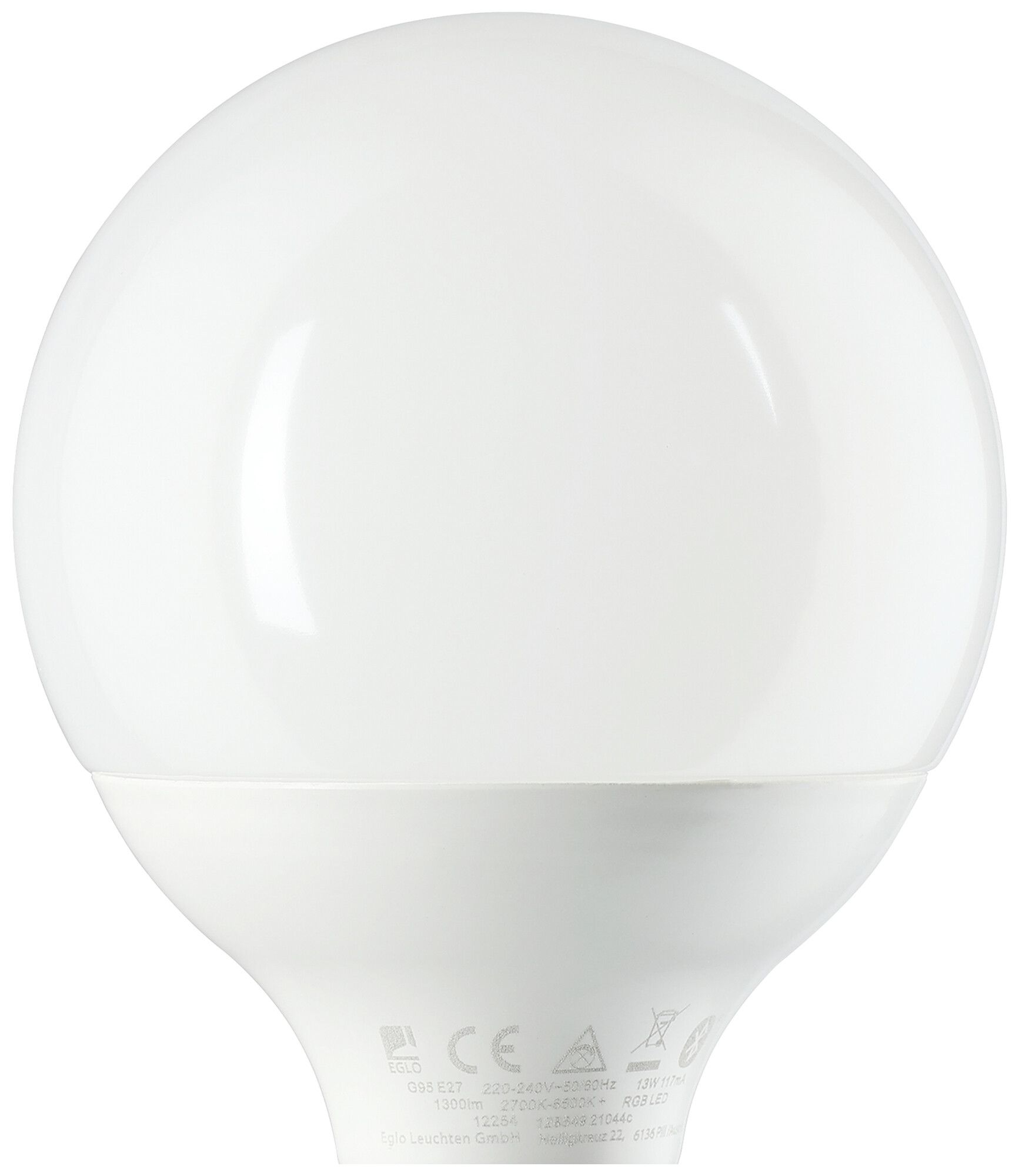 LED-Lampe Eglo CONNECT.Z E27 14W 2700…6500K G95 opal RGBW Bt/BLE DIM Ø95mm