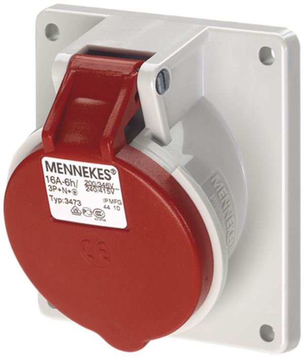 EB-Steckdose CEE rot 16A 5P 6h 400V schräg TwinContact IP44