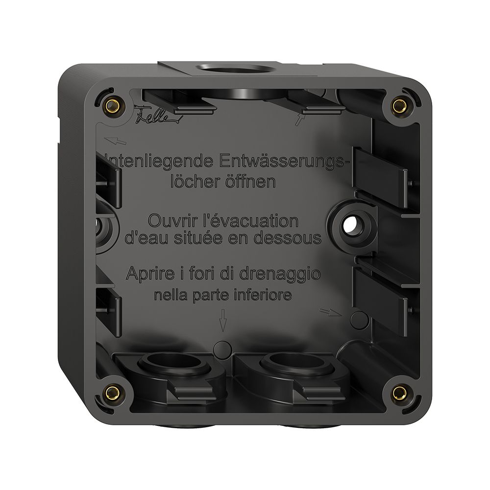 NAP-Gehäuseunterteil NEVO, 1×1, mit Dichtung, H=35mm, 3×M20, 87×87mm, schwarz