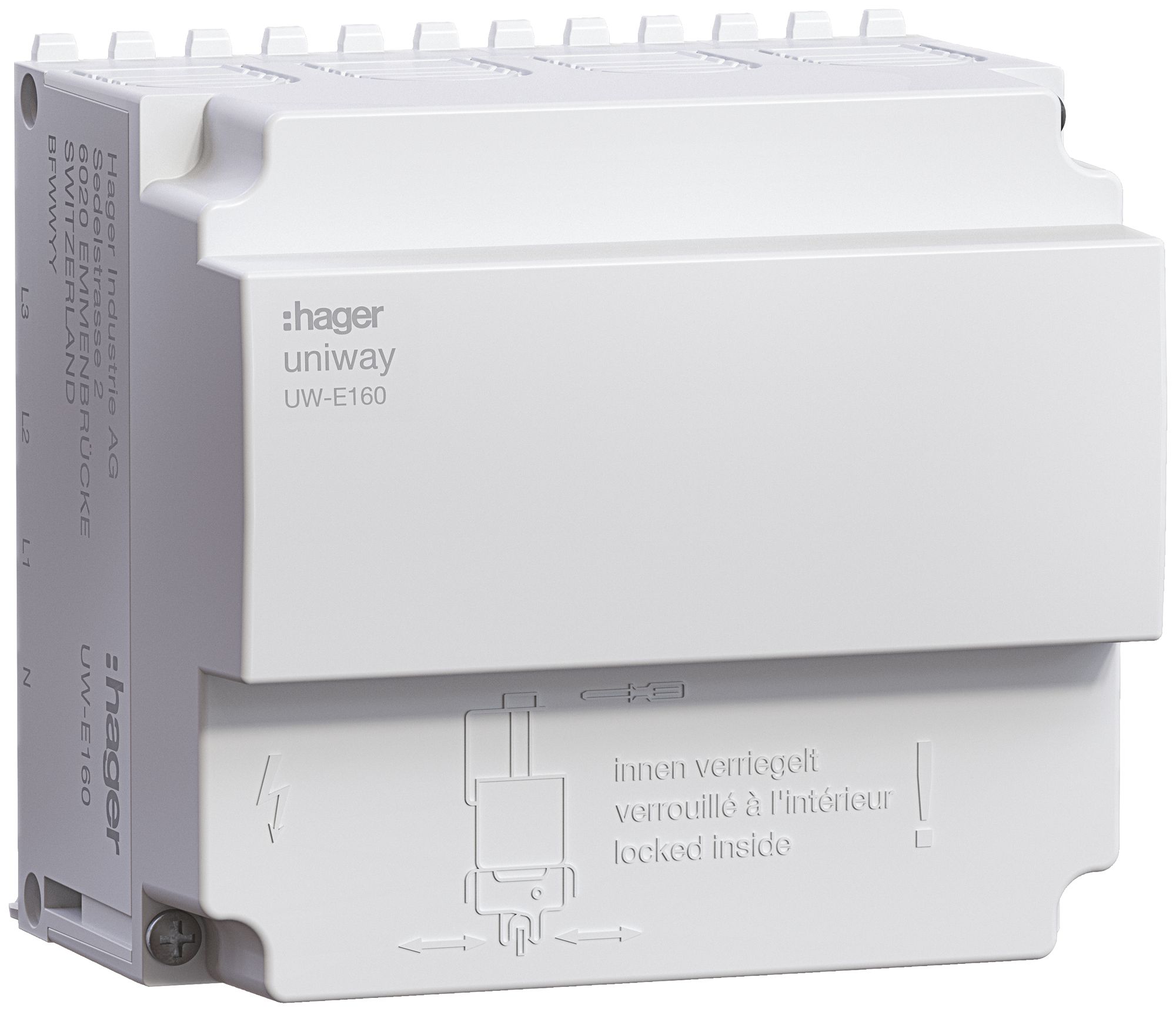 Einspeiseblock Hager uniway 160A, 3LN, Breite 108mm