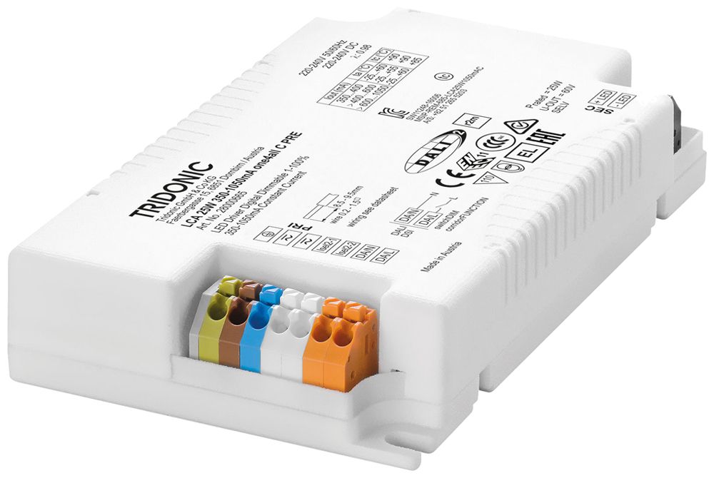 Alimentation LED Tridonic LCA PRE 25W 20…50V 350…1050mA DALI 120×70×22.3mm