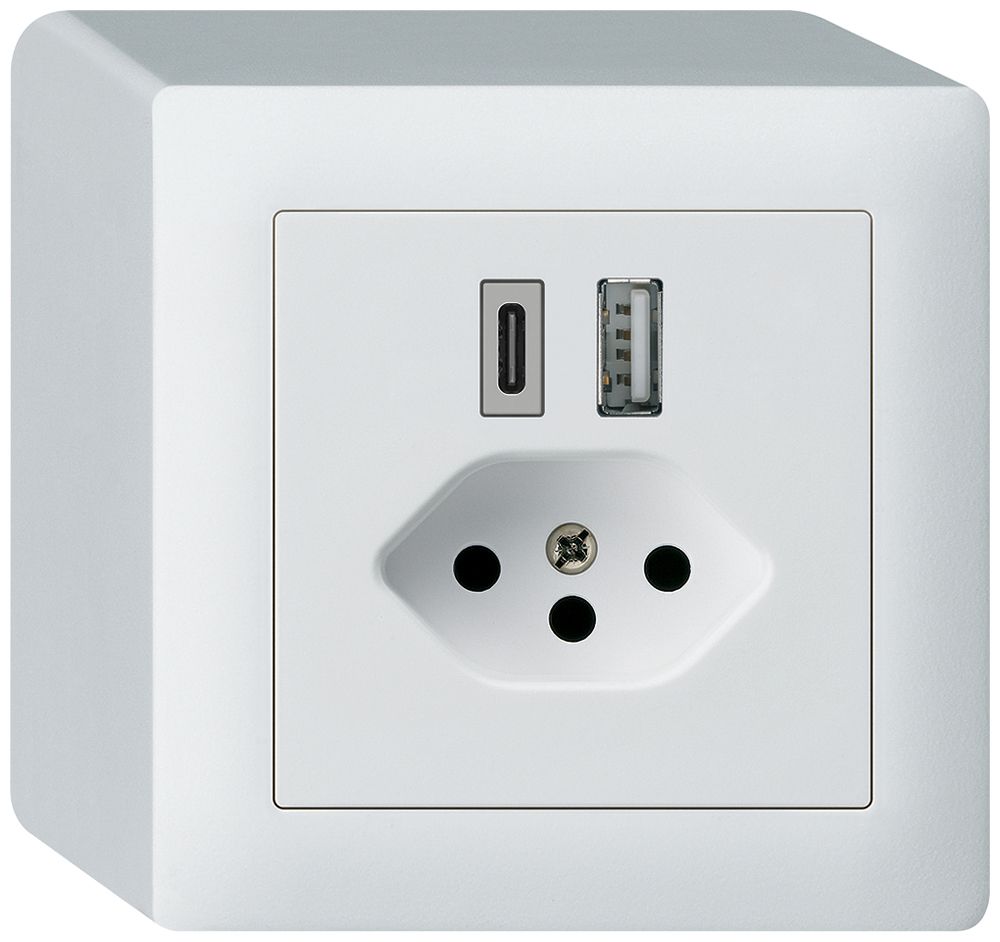 Prise de charge USB AP kallysto 18W PD 1×type A 1×type C T13 blanc