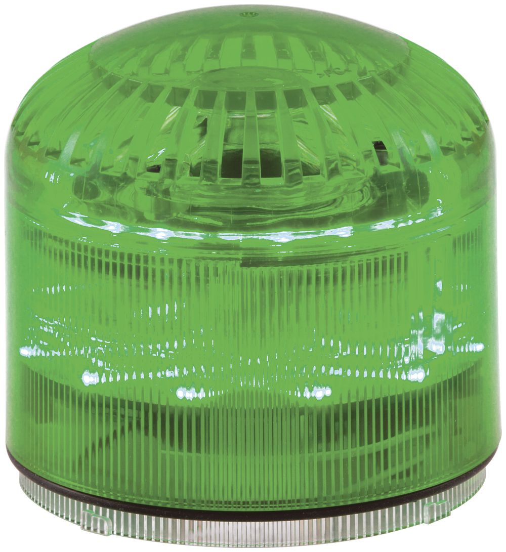 Sirène Hugentobler SIR-E LED M avec lumière, vert, sans base, IP65, Ø92×87.5mm