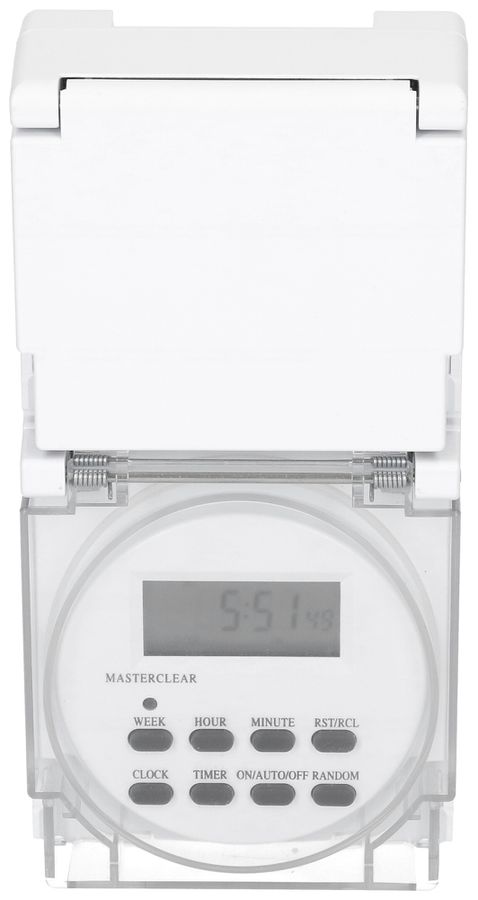 Minuteur à prise MH numérique 24h 1×type 13 10A 230V IP55 blanc