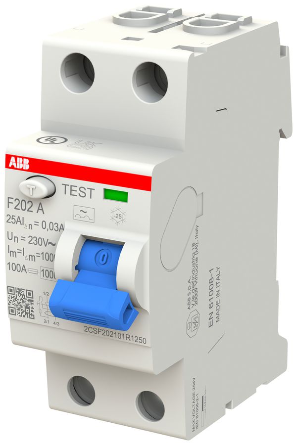 Fehlerstromschutzschalter ABB 30mA 25A 1P+N F202A-25/0.03