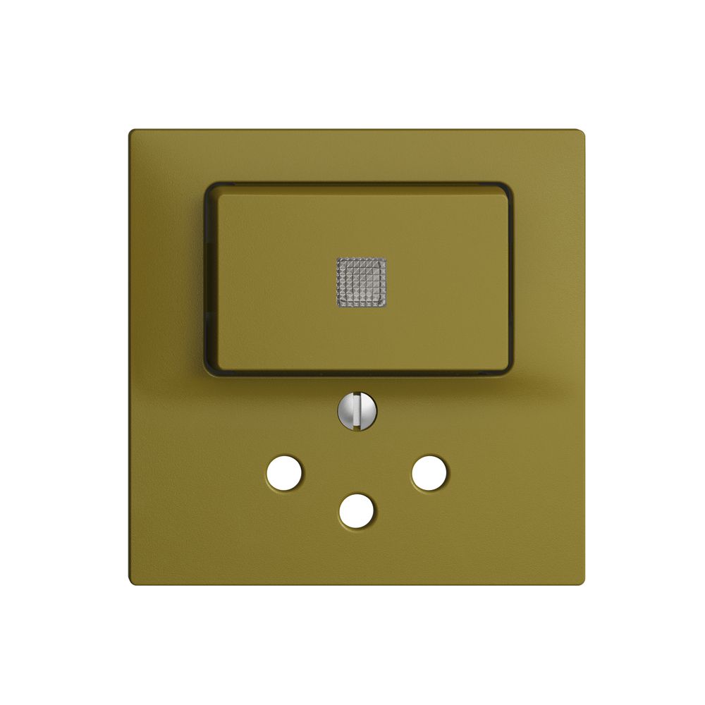 Frontset 60×60mm EDIZIOdue olive T12 mit Linse, mit Kinderschutz