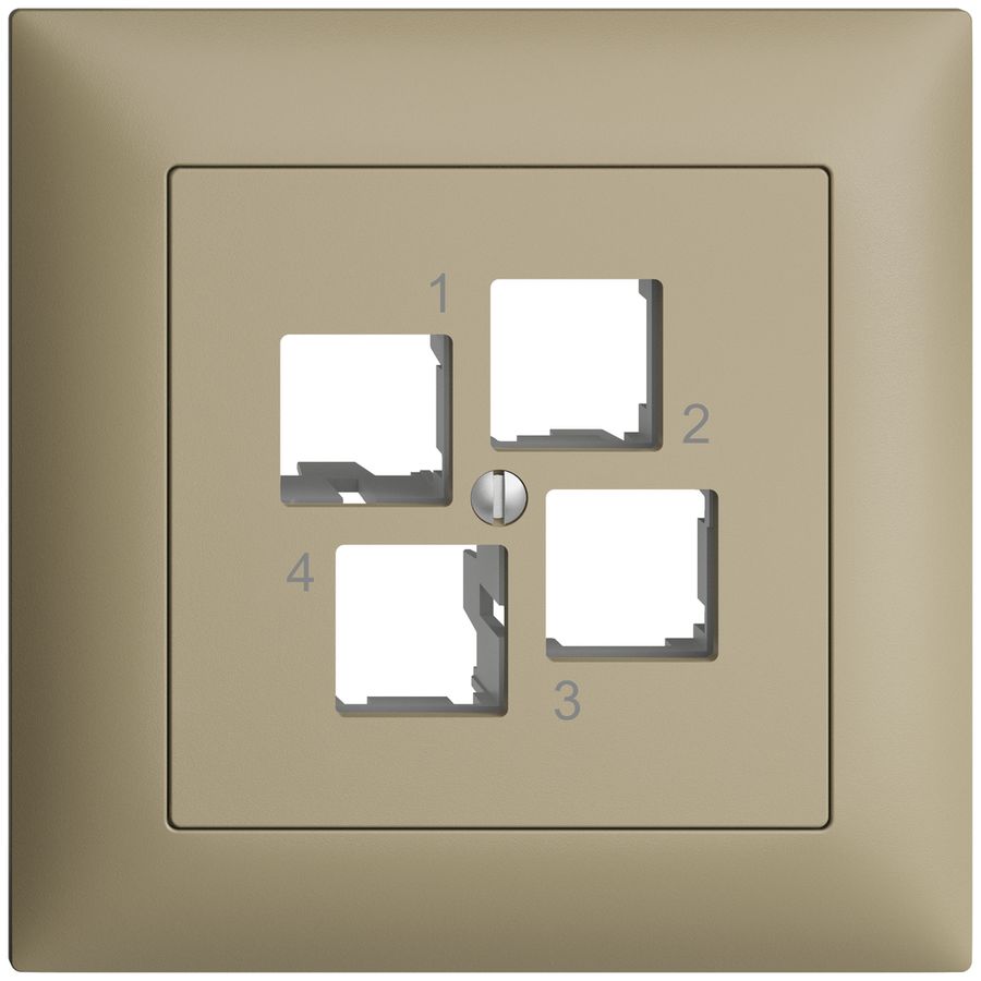 Kit de montage ENC EDIZIOdue FMI EASYNET S-One, pour 4×RJ45, sortie droite, sand