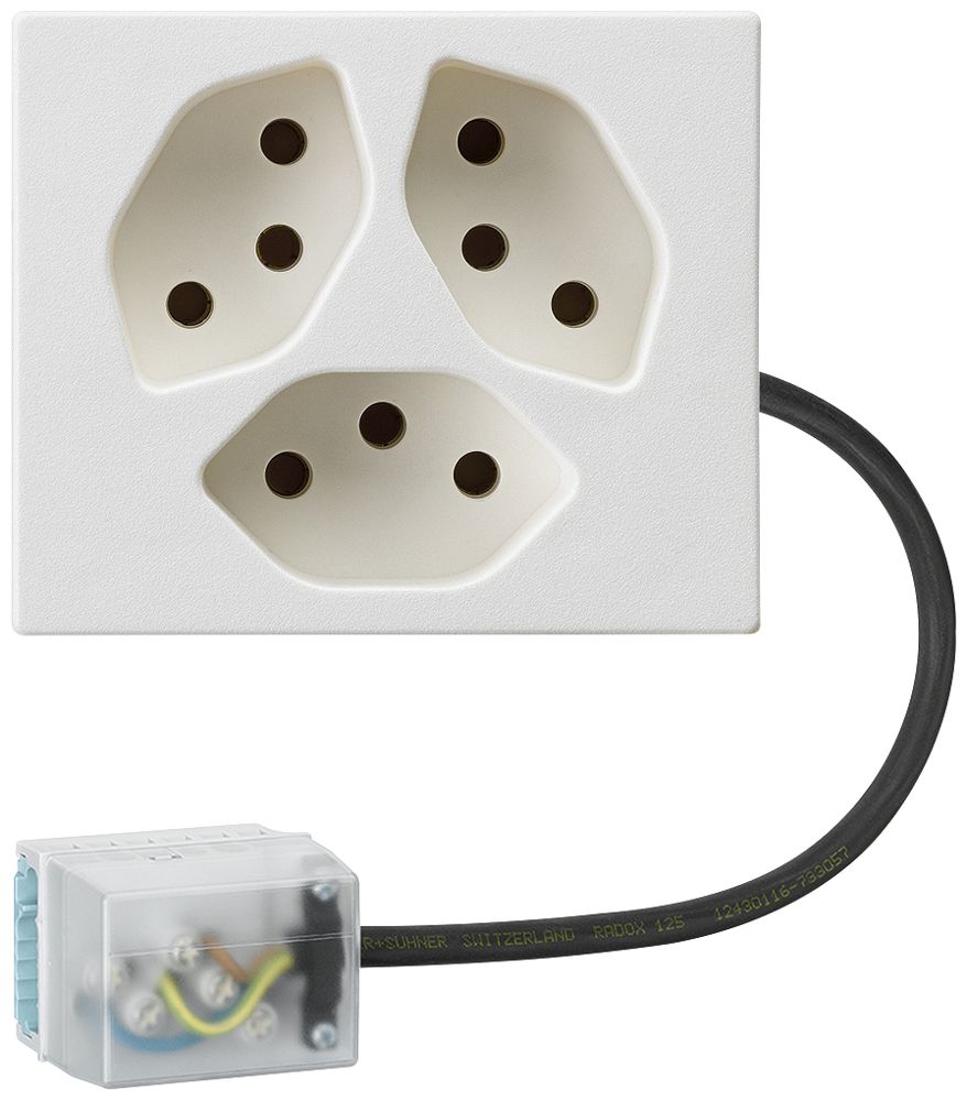 Prise INC FLF 3×type 13 L3 blanc pour câble plat Ecobus power
