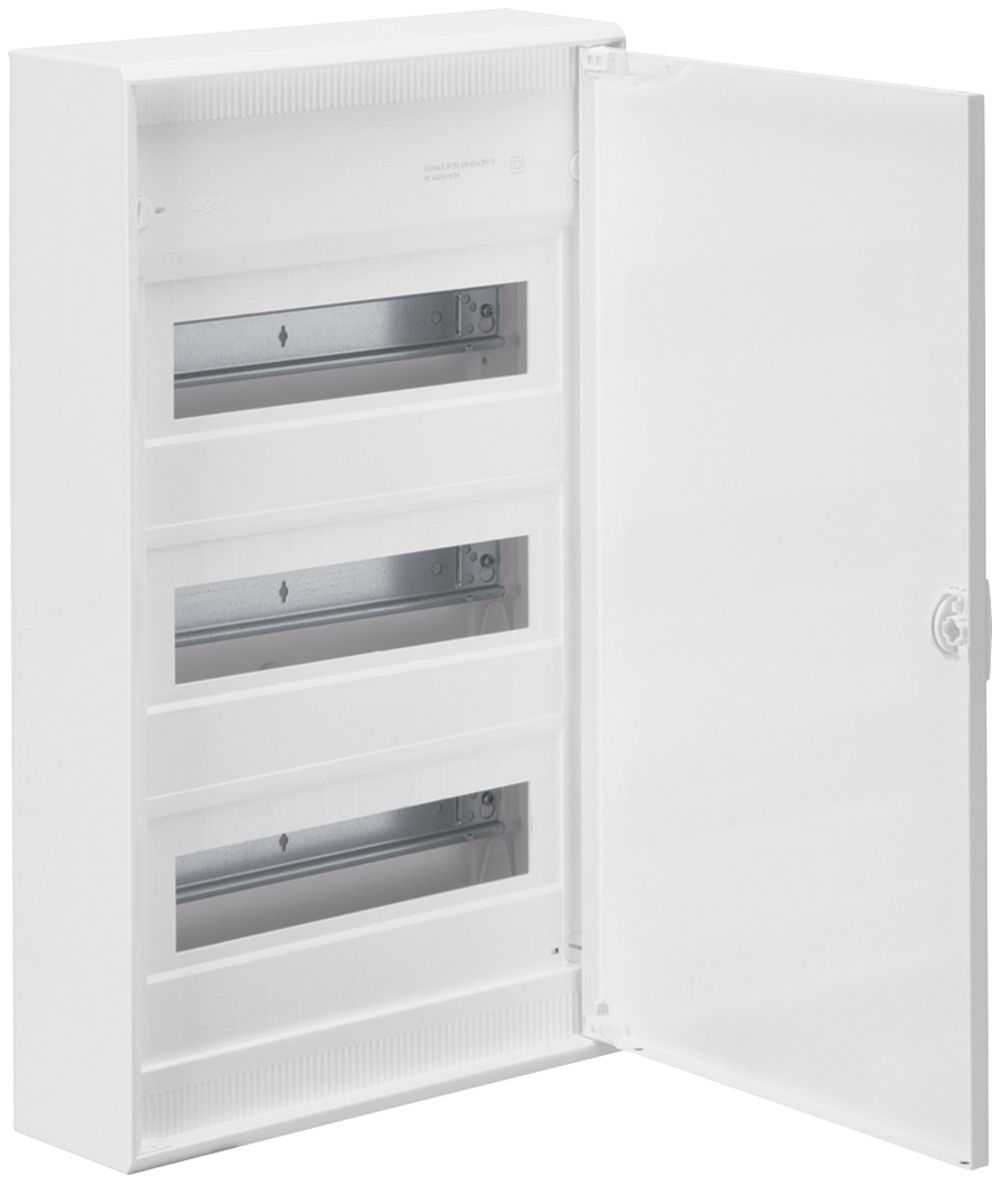 Coffret de distribution AP Hager volta 3 rangées porte IP30 305×515×96.5mm