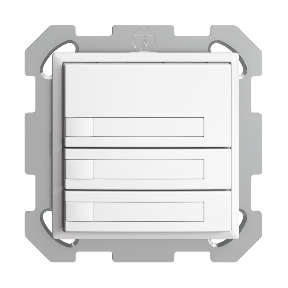 Poussoir ENC KNX 3× EDIZIOdue blanc RGB sans LED avec insert papier