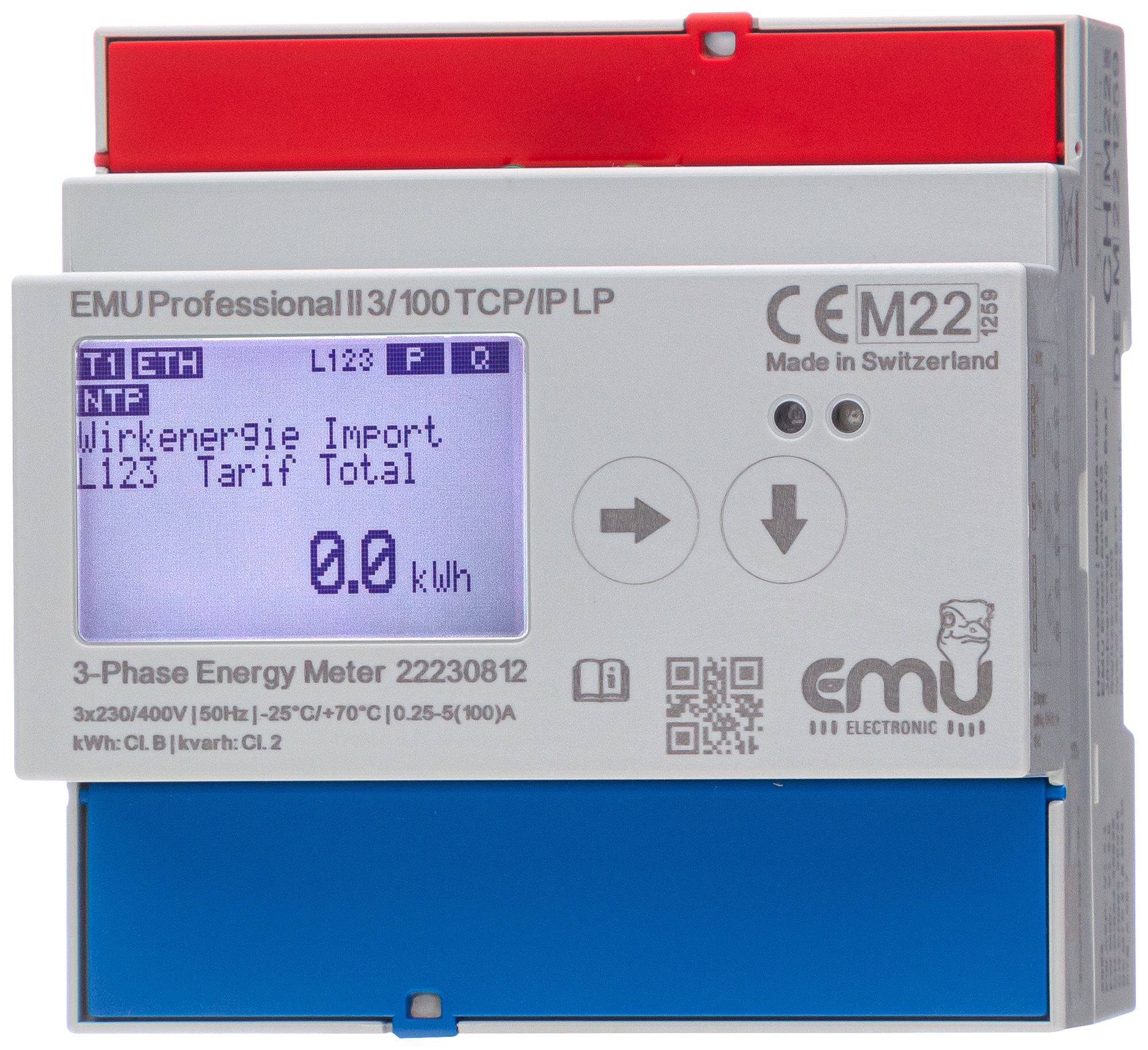 Compteur d'énergie AMD EMU Professional II 3×100A direct MID/LP S0 TCP/IP