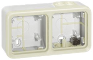 Scatola AP PLEXO 1×2 bianco