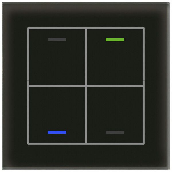 UP-Taster KNX RGBW MDT GTL-4T0S.02S 4T/4B Temp Glas schwarz "neutral"